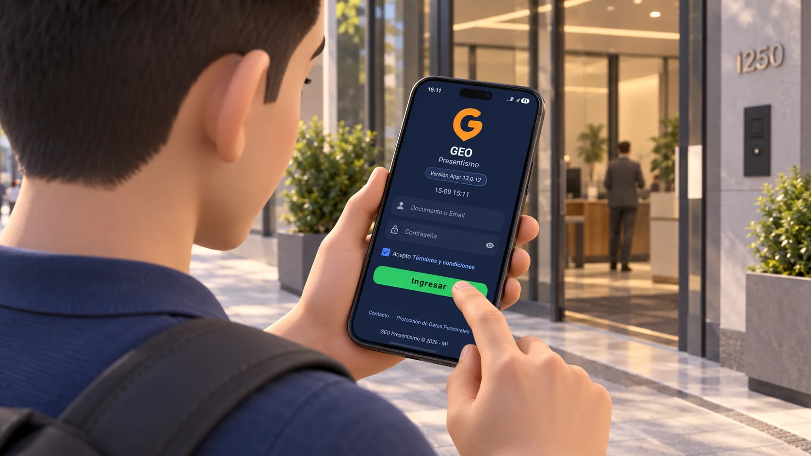 Pantalla real de ingreso a GEO Presentismo